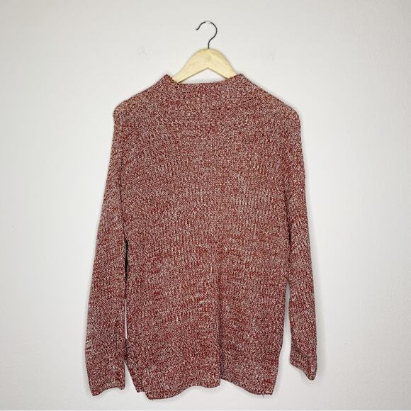 Cupcakes & Cashmere Knit Sweater Womens Small Orange Pullover Mock Neck Cotton - Picture 6 of 6